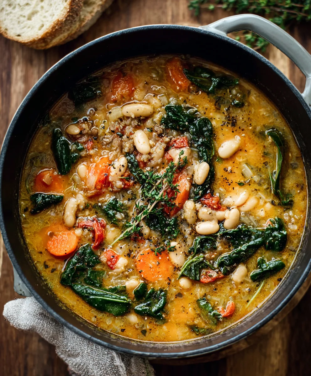 Hearty Tuscan White Bean Soup- Easy Comfort Food