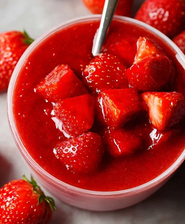 Easy Strawberry Cake with Strawberry Sauce