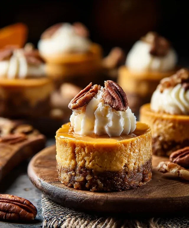 Pumpkin Pecan Mini Cheesecakes