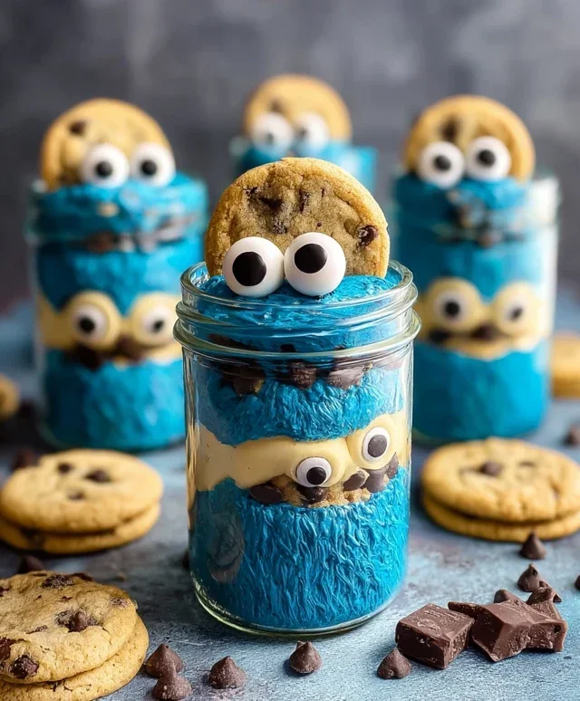 Cookie Monster Cake Jars