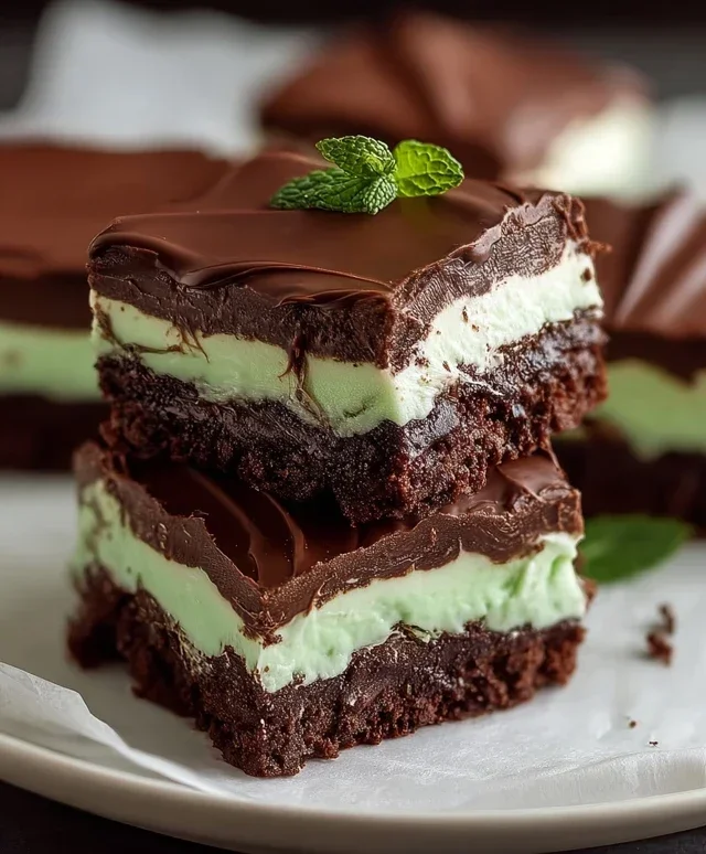 Triple-layer chocolate mint squares