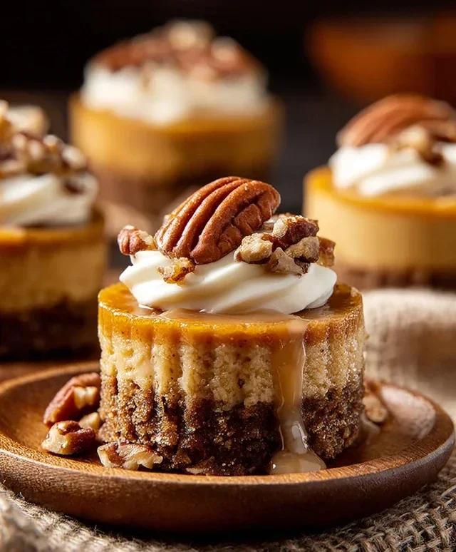 Pumpkin Pecan Mini Cheesecakes