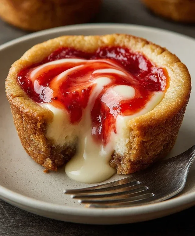 Strawberry Swirl Cheesecake Cookie Cups
