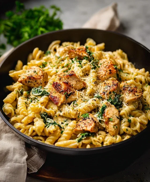 Healthy Garlic Parmesan Chicken Pasta