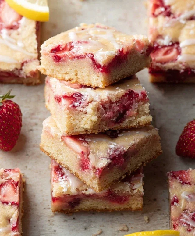 Strawberry Lemon Blondies