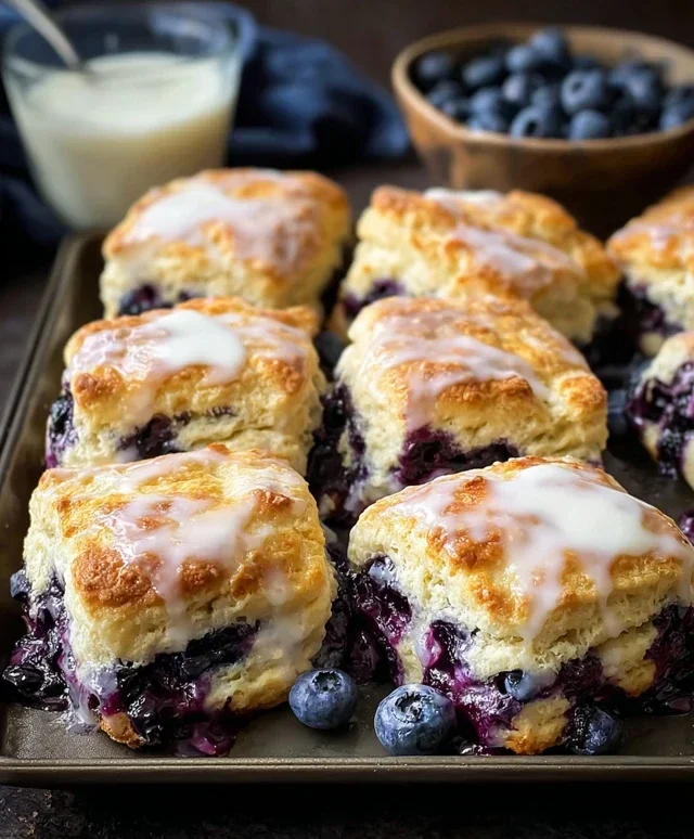 Glazed Blueberry Butter Swim Biscuits