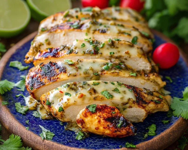 Grilled Salsa Verde Chicken with Pepper Jack