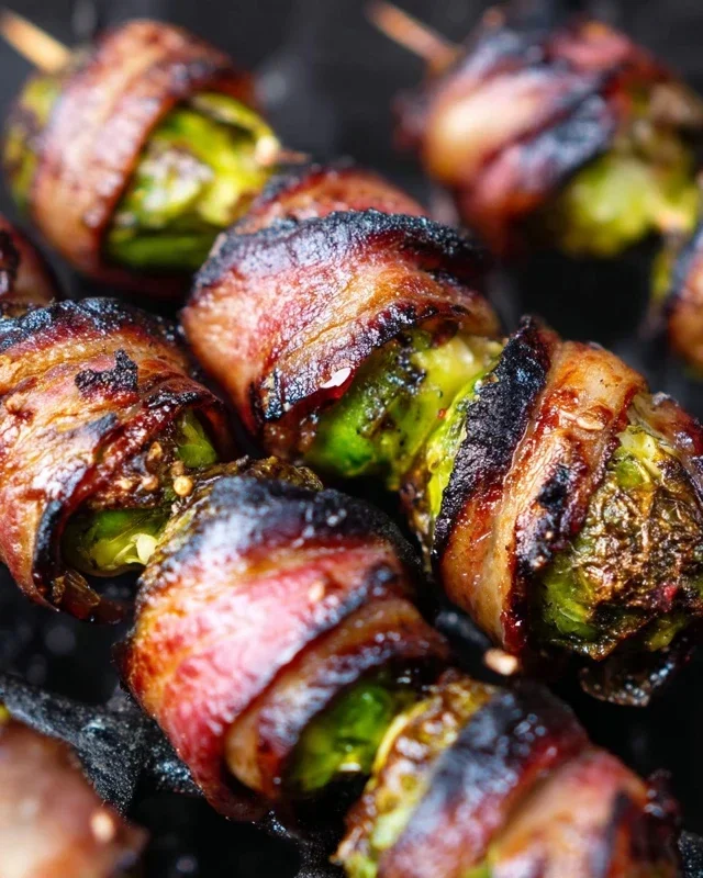 Grilled Beef Beef Bacon Wrapped Brussels Sprouts