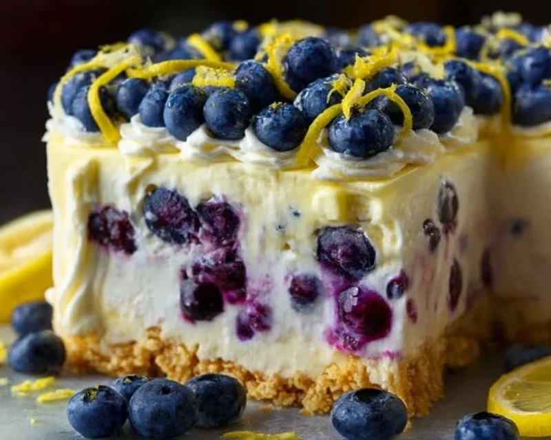 No-Bake Lemon dazzling Blueberry cream Cake