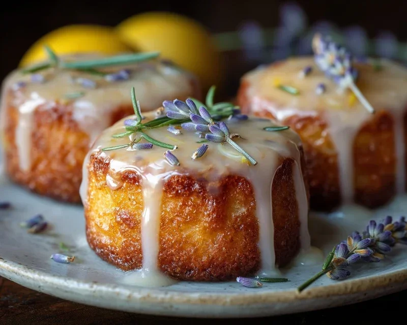 Mini Lemon Cakes With Lavender Glaze