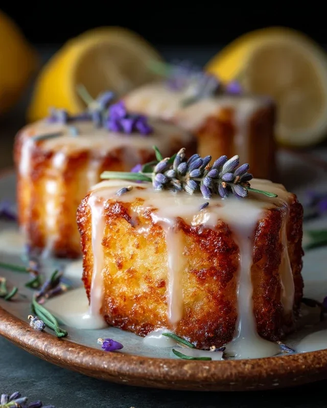 Mini Lemon Cakes With Lavender Glaze