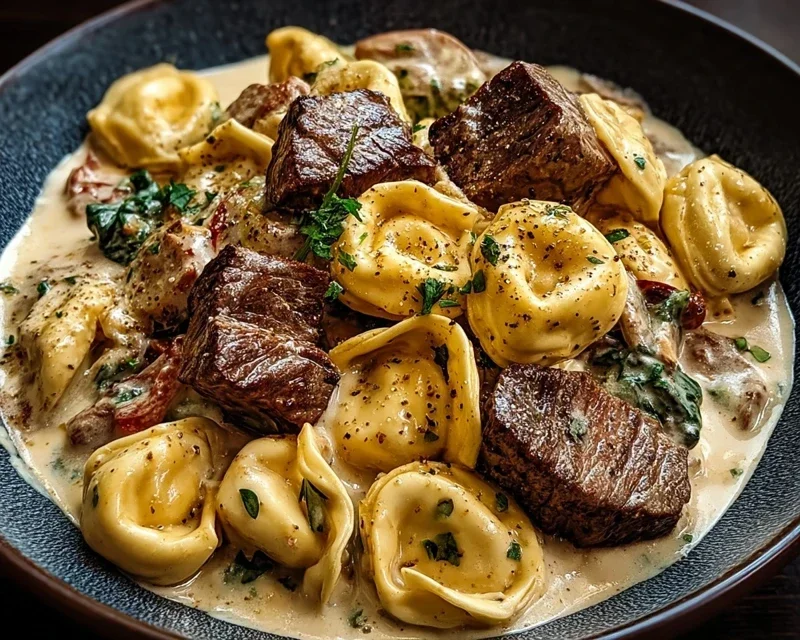Cracked Garlic Steak Tortellini in Creamhouse Sauce Bliss
