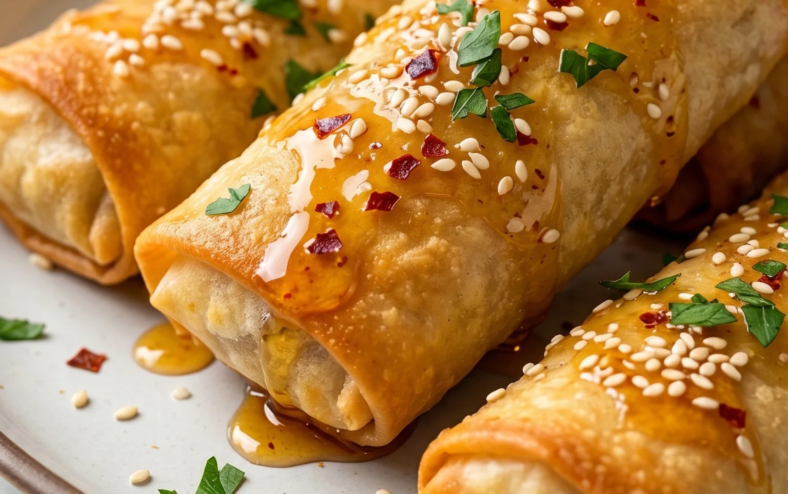 Indulgent Oven Fried Feta Rolls with Chili Honey Magic