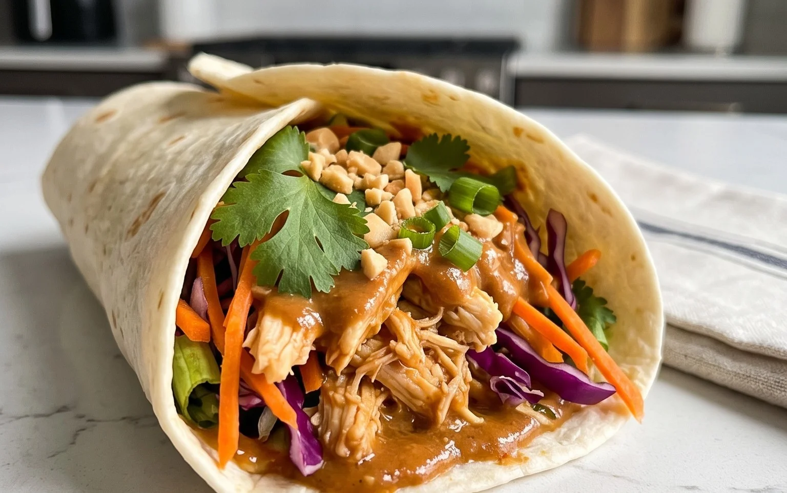 Thai Peanut Chicken Wraps