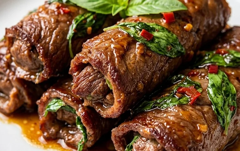 Thai Basil Beef Rolls