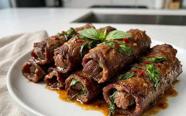 Thai Basil Beef Rolls