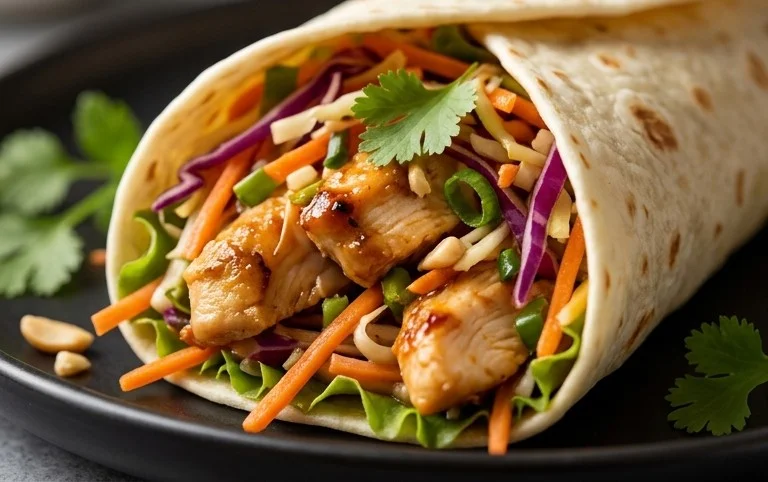 Thai Chicken Wrap with Crunchy Asian Slaw