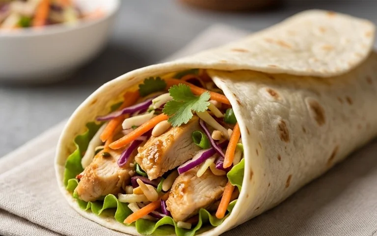 Thai Chicken Wrap with Crunchy Asian Slaw