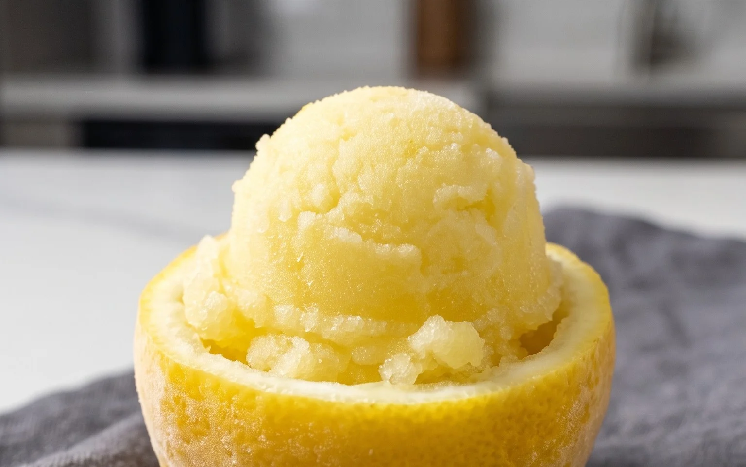 Sorbetto di Limone Dressed Up in a Frozen Lemon Shell