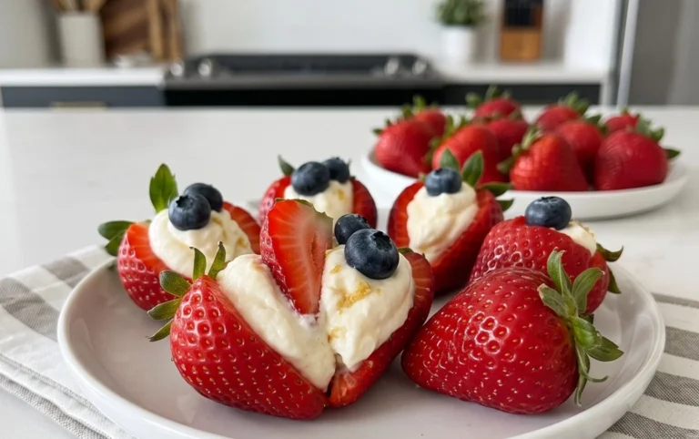 Red, White, and Blue Cheesecake Strawberries