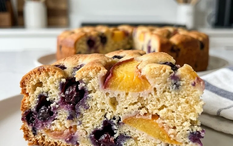 Peach and Blueberry Greek Yogurt Cake