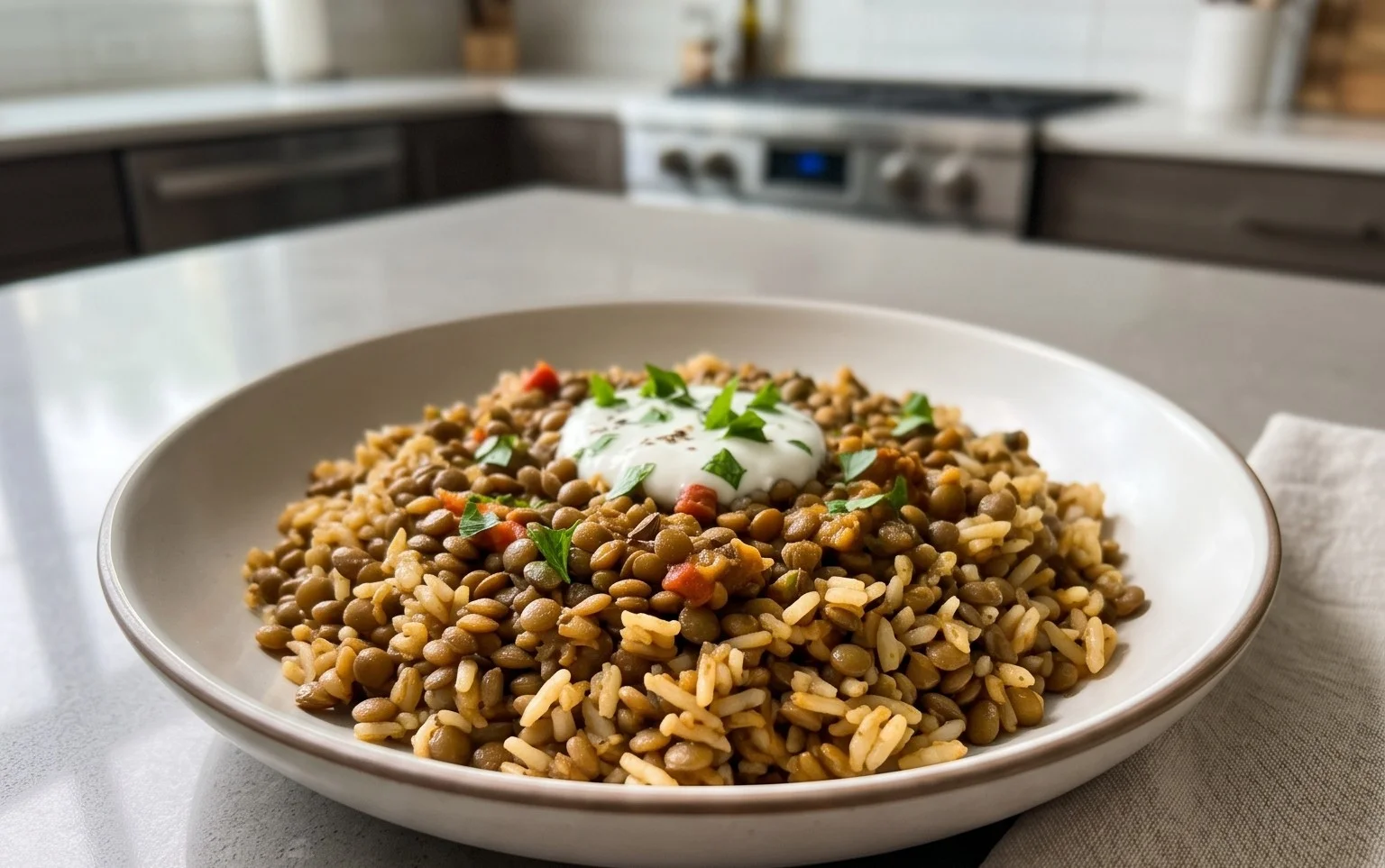 Easy Mediterranean Lentils and Rice