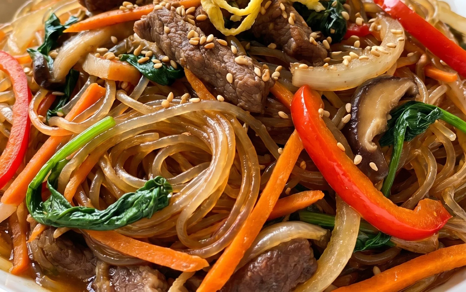 Japchae (Korean Glass Noodle Stir Fry)