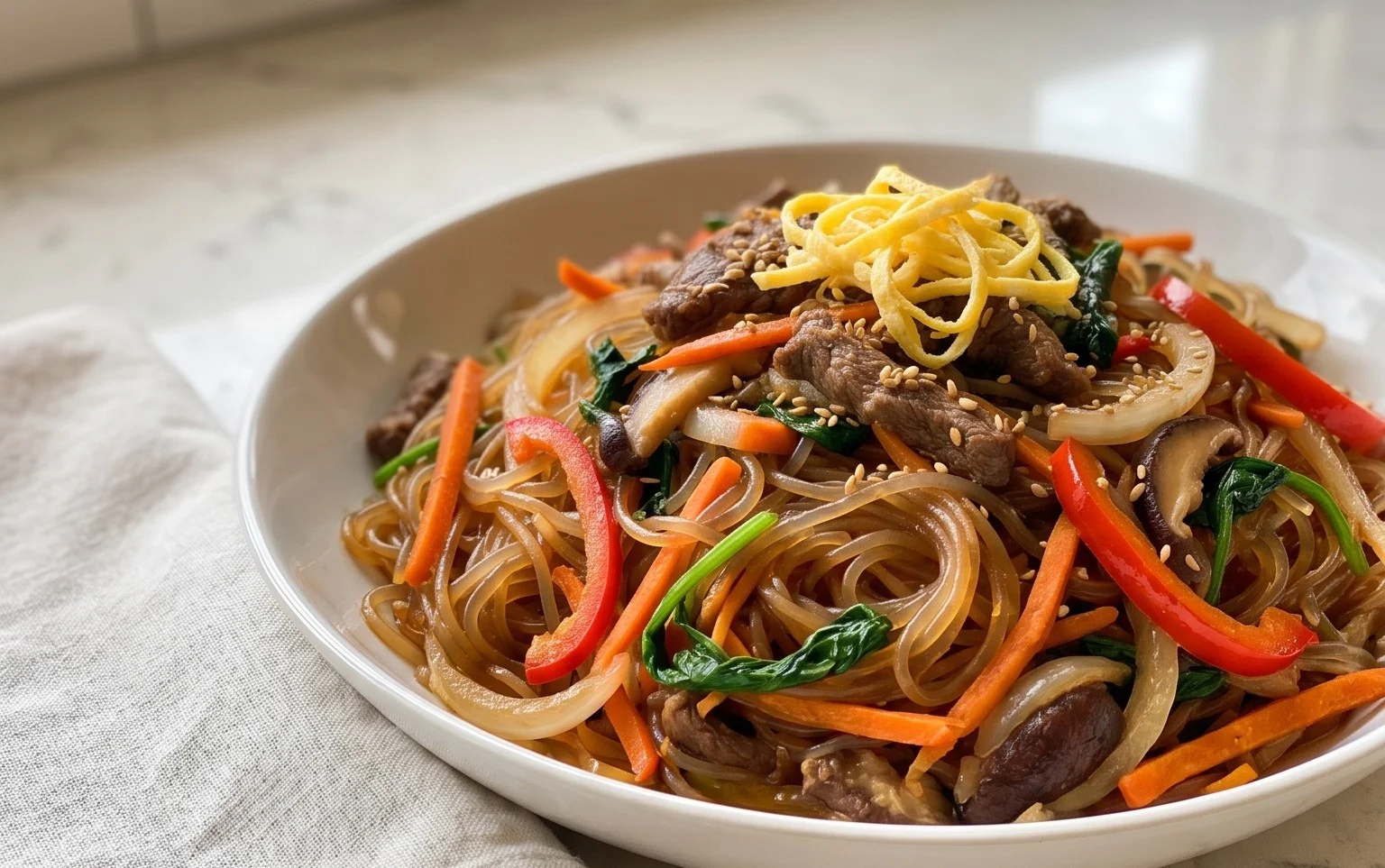 Japchae (Korean Glass Noodle Stir Fry)