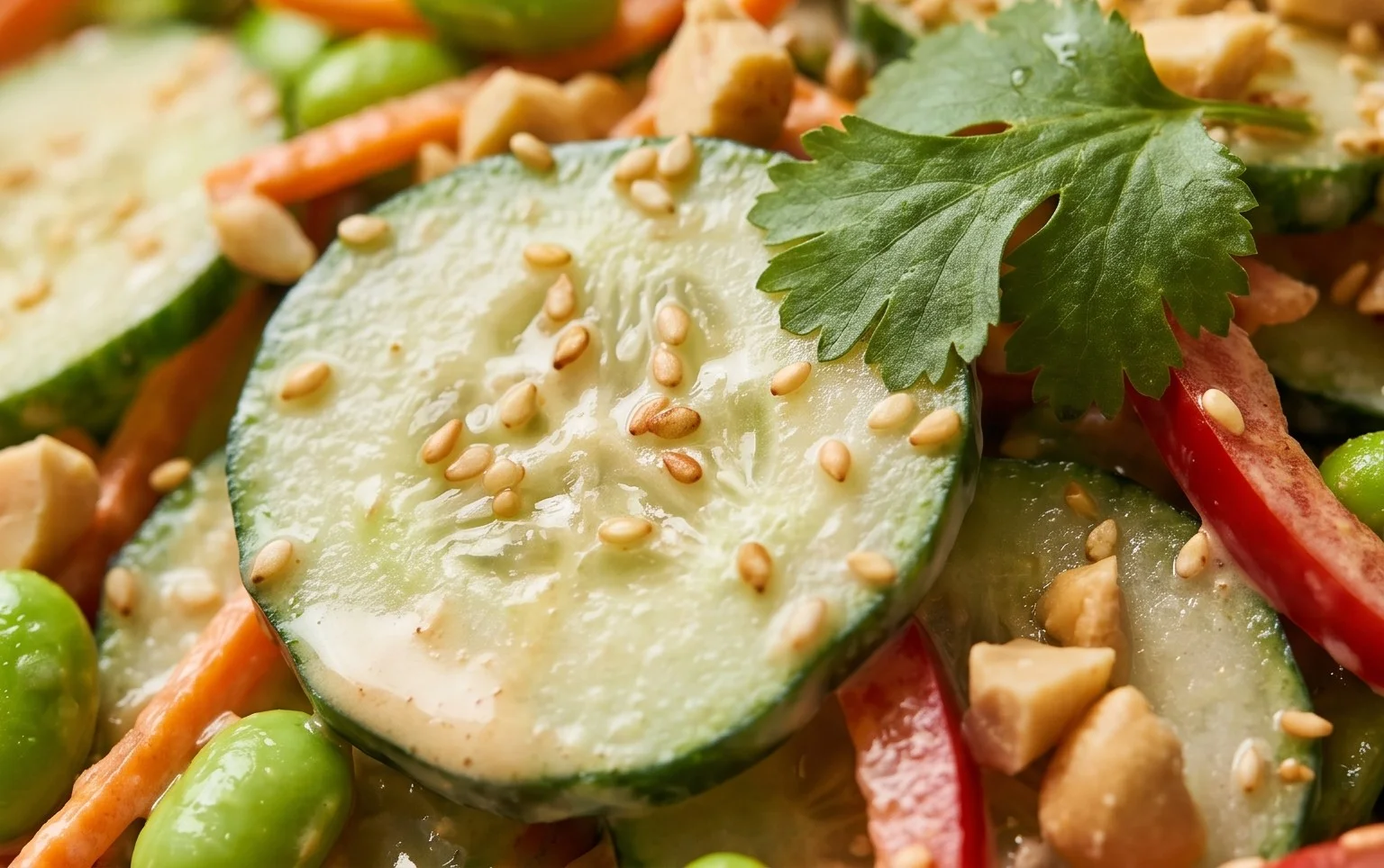 Creamy Asian Cucumber Salad Bowl