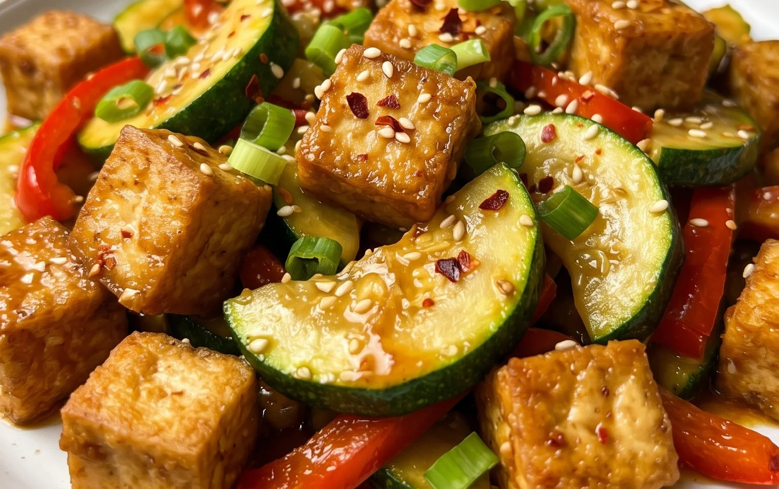 Zucchini Stir Fry With Tofu (Vegan)