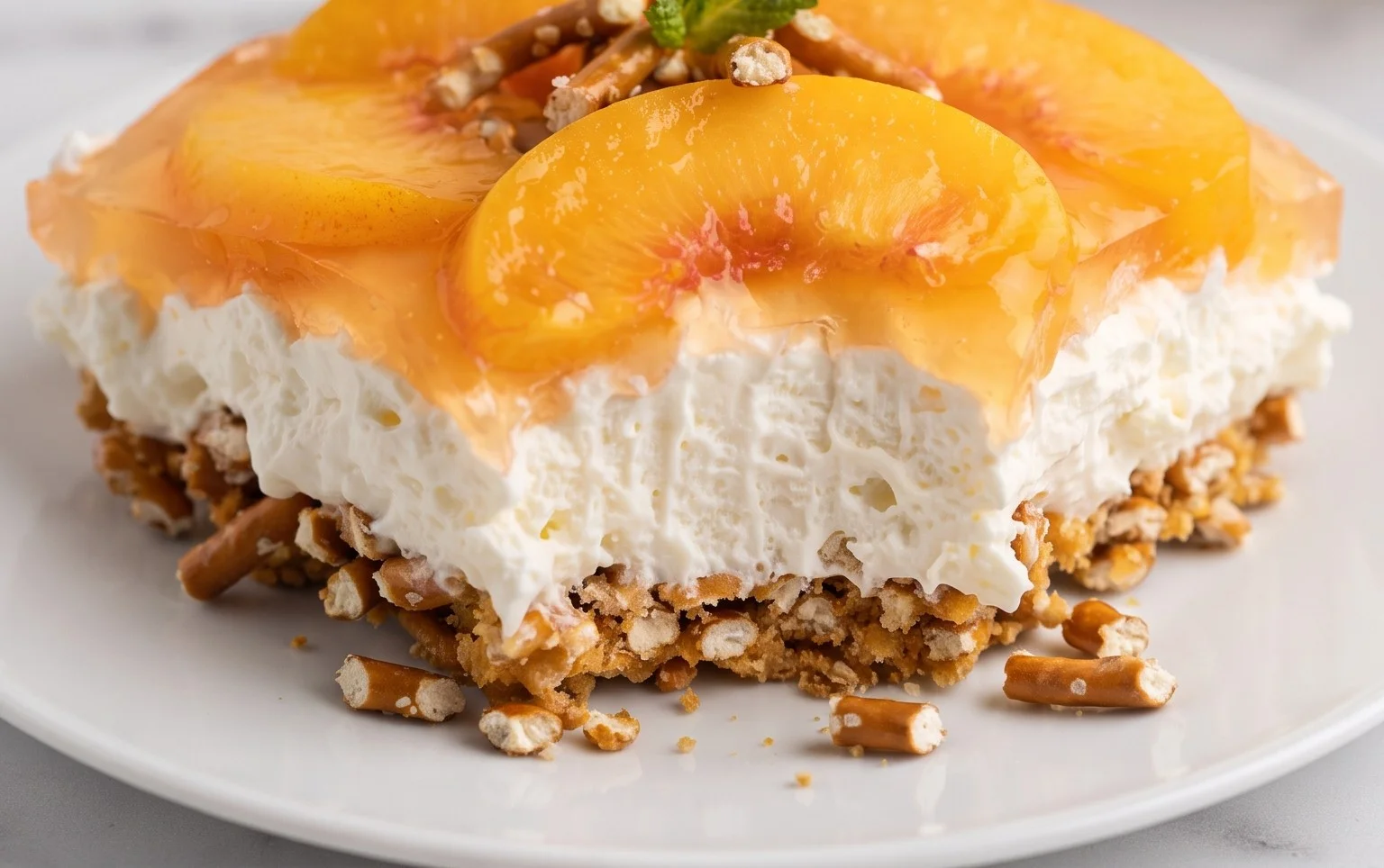 Peach Pretzel Salad Dessert
