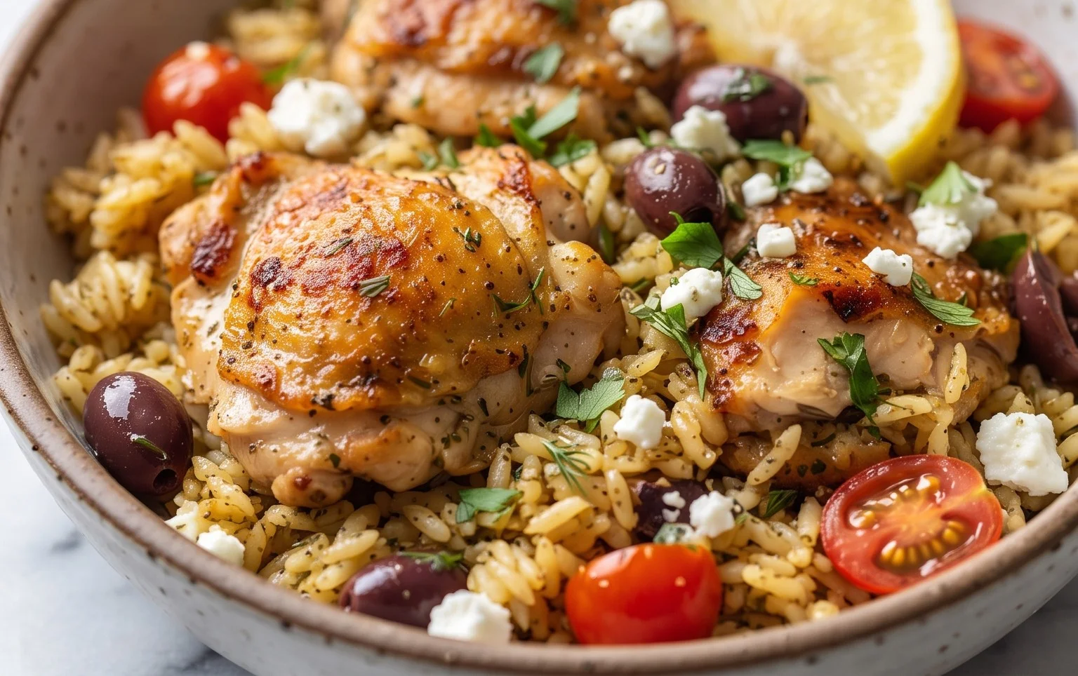Greek Chicken and Lemon Rice (30 Minutes, One-Pot)