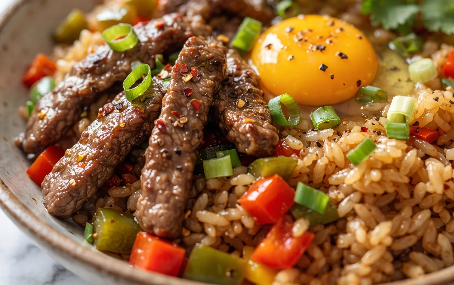 Beef Pepper Rice Bowl is a delicious meal option.