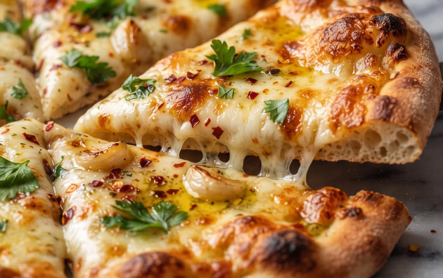 buttery garlic pizza