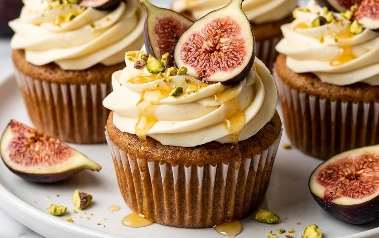 Fig Cupcakes with Honey Cream Cheese Frosting