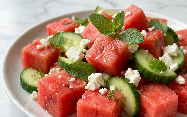 Watermelon Salad with Cucumber and Feta