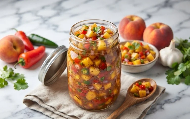 Sweet & Spicy Peach Salsa Canning Recipe