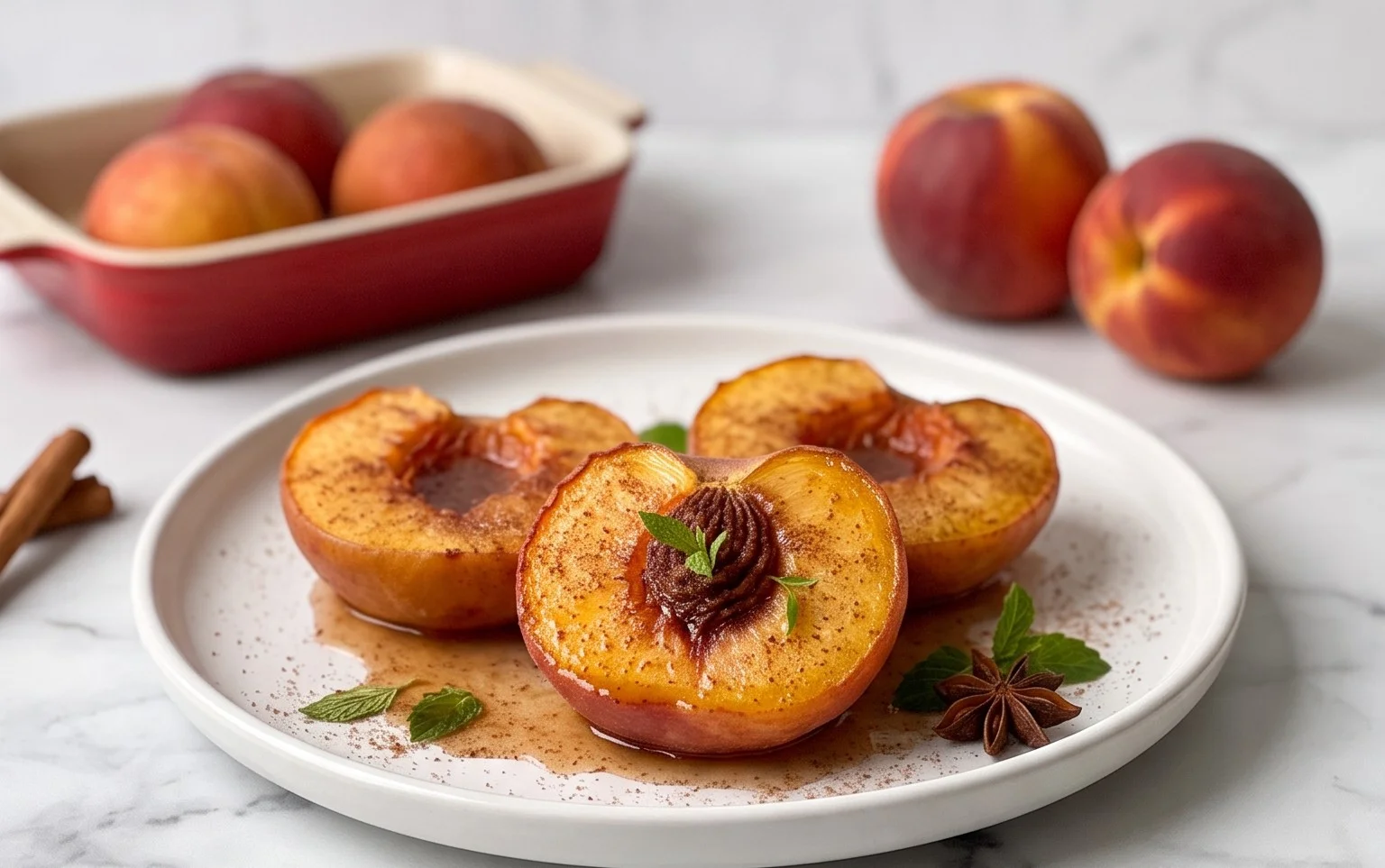 Cinnamon Sugar Baked Peaches