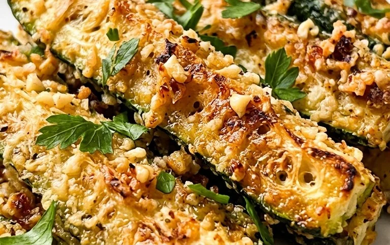 Irresistibly Crunchy Garlic Parmesan Roasted Zucchini