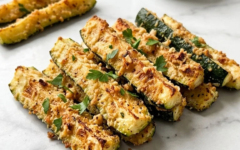 Irresistibly Crunchy Garlic Parmesan Roasted Zucchini
